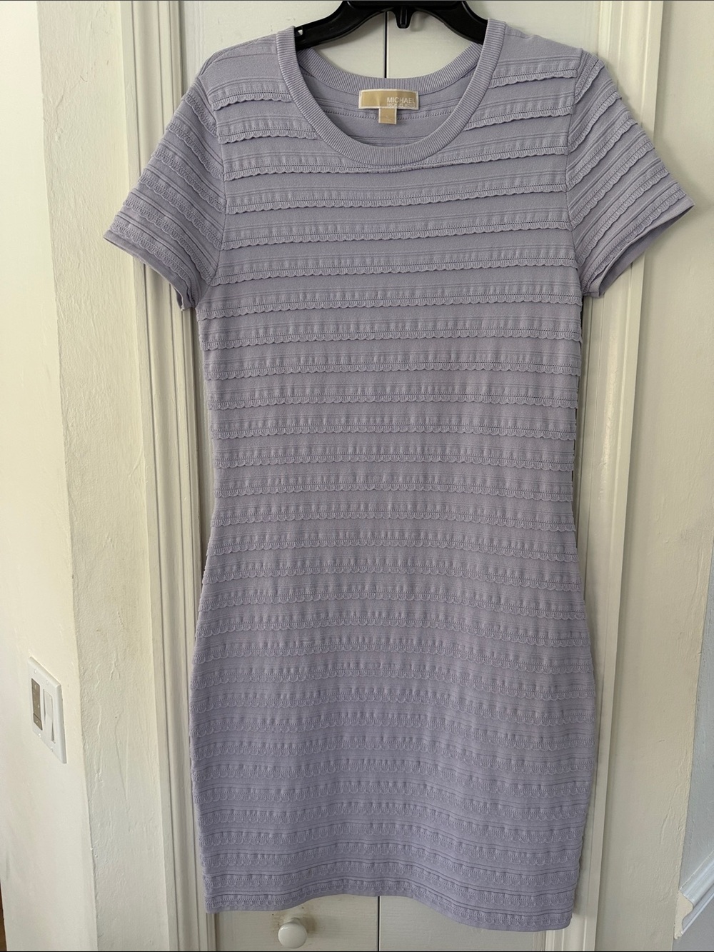 Michael Michael Kors Lavender Mini Ruffle-Stripe Dress